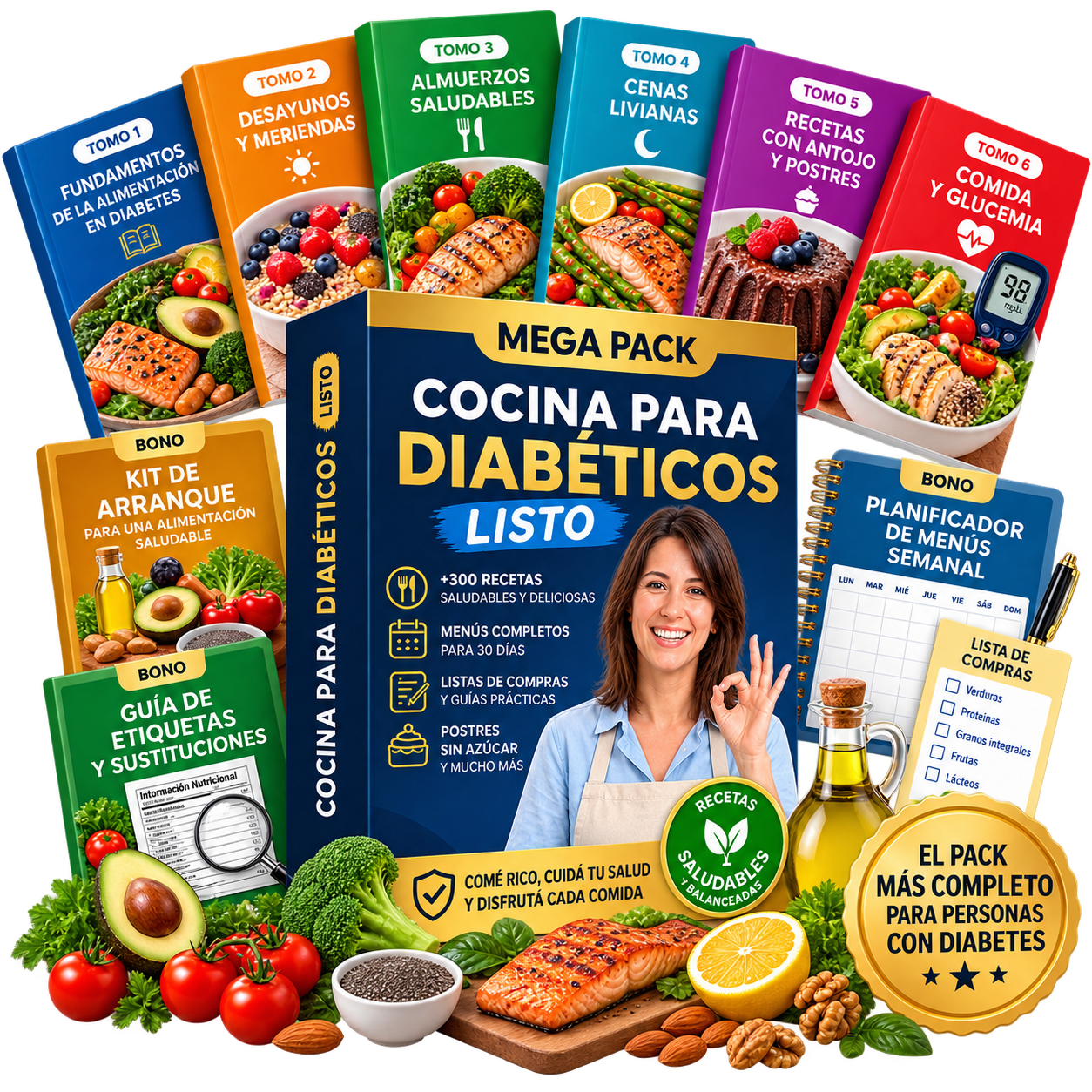 MegaPack Cocina Para Diabeticos + Kit Control Total